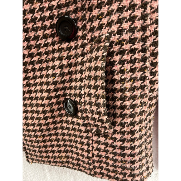 Mudd Women's Peacoat Jacket Houndstooth Button Pocket Lined Wool Blend Large - Picture 6 of 9